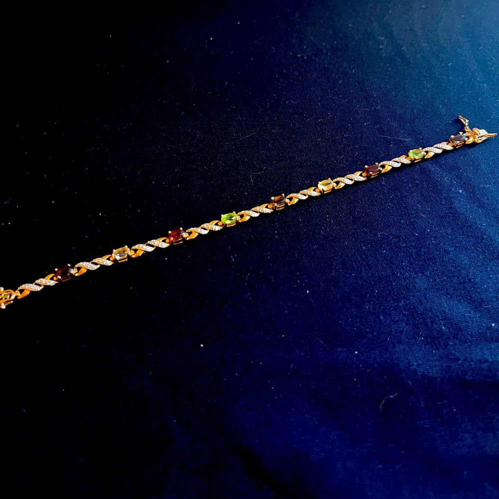 Gold-Toned Bracelet with Multi-Colored Gemstones